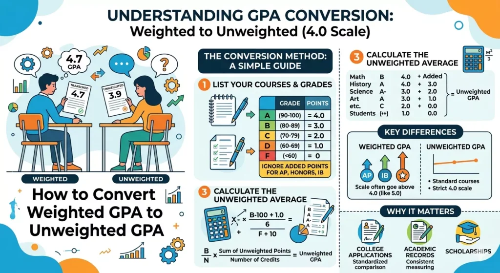 How to Convert Weighted GPA to Unweighted? 1 How to Convert Weighted GPA to Unweighted?